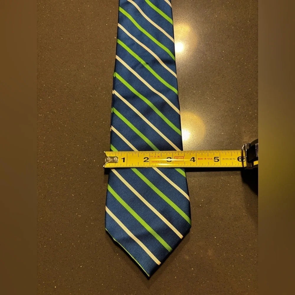 J.Crew Men’s Tie Silk Blue Striped With Green and White